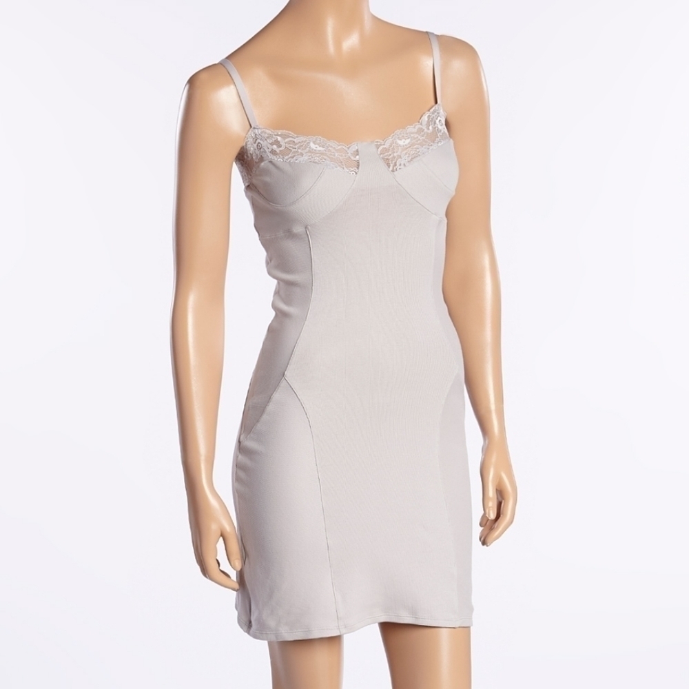 Samantha Chang Lingerie Medium Starlight Soft Cotton Knit Corset Chemise